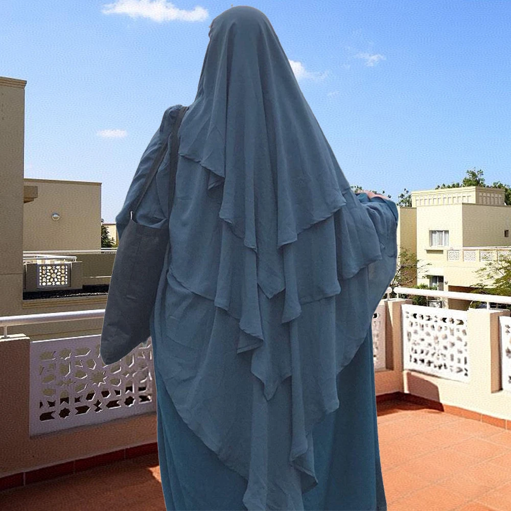 

Длинный химар тюрбан исламский платок Ид хиджаб шарф для женщин мусульманская одежда трехслойный Рамадан молитвенный хиджаб головной убор Абая