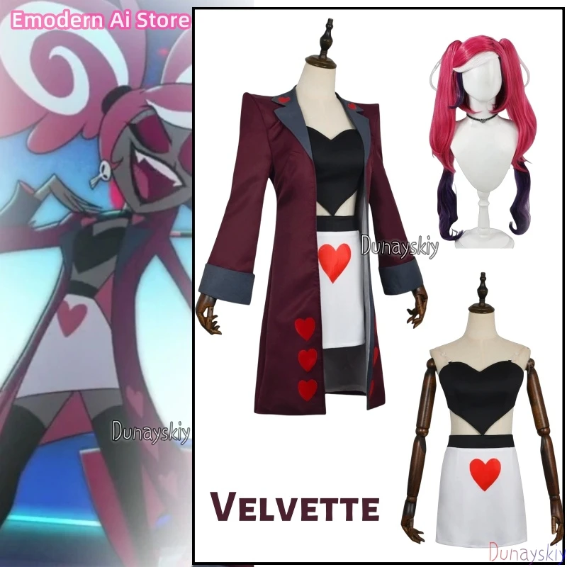 

Velvette Cosplay Outfit Costume Wig Earring Coat Skirt Halloween Party Twin Tails Realistic Cosplay Carnaval Cosplay Clothes