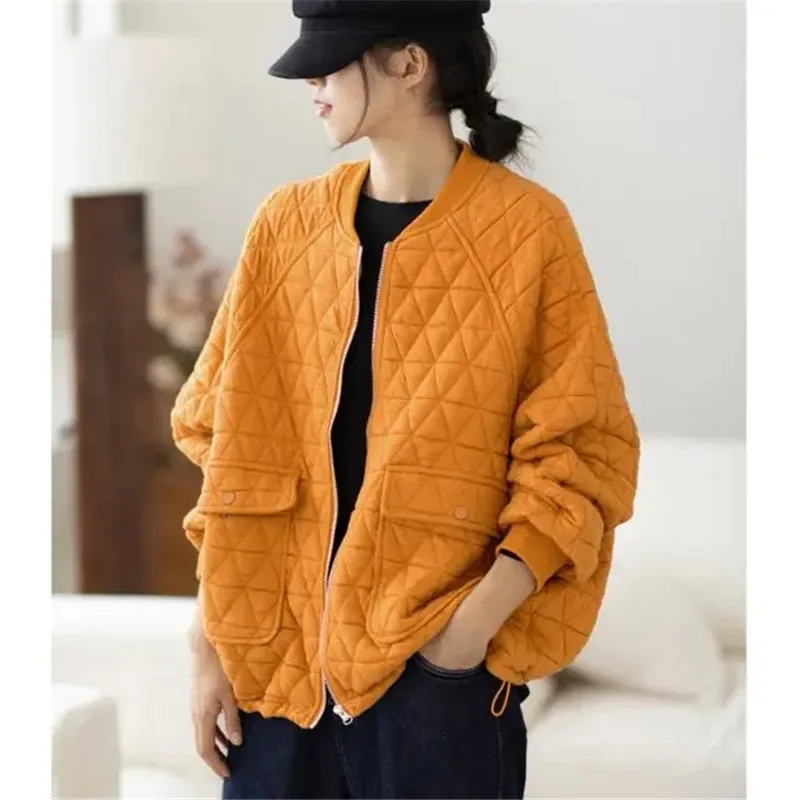 2024 NEW Spring Autumn Jacket Hoodie Thicken Loose Women's Casual Coat Long Sleeved Zipper Sportswear Female Outerwear Tops