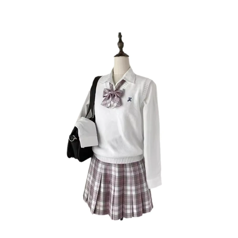 オリジナル制服刺繍無地ベスト日本の学校制服セーターニットアンダーシャツ秋、冬、春