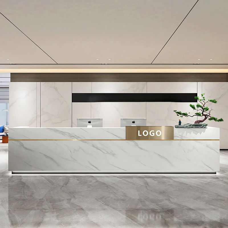 

Podium Cash Reception Desk Bar Counter Front Checkout Simple Register Hotel Service Desk White Empfangstheke Modern Furniture