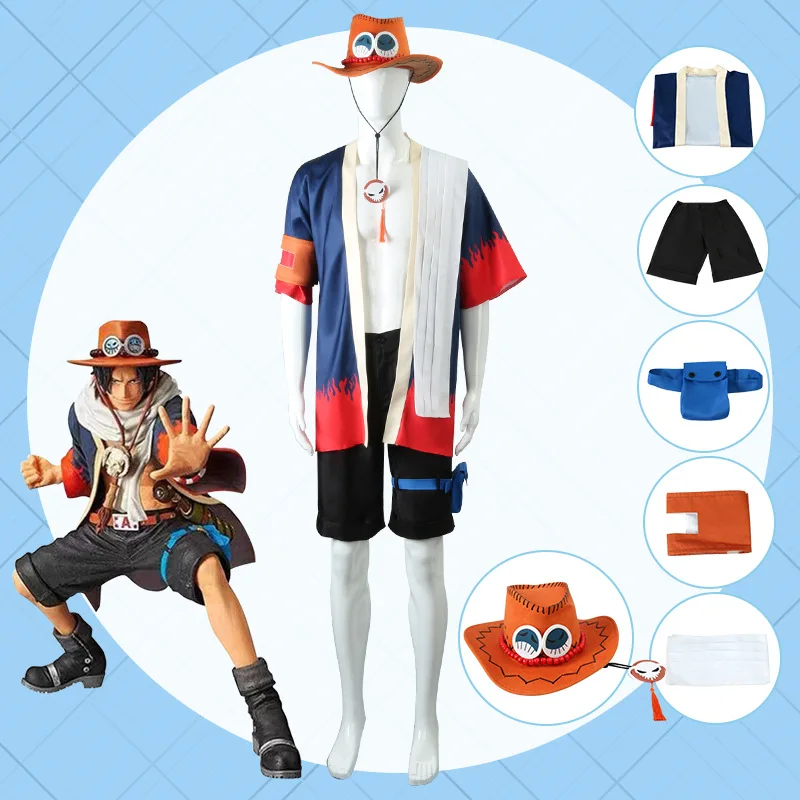 

Portgas D Ace Cosplay Costume Anime Character Uniform Halloween Carnival Costume for Adult Coat Shorts Hat Suit