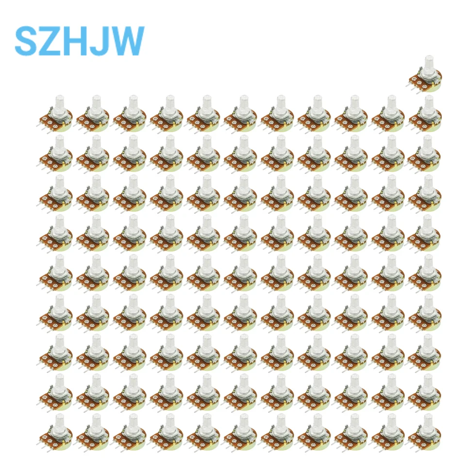 

100pcs WH148 Linear Potentiometer B1K B2K B5K B10K B20K B50K B100K B250K B500K B1M 15mm Shaft With Nuts Washers 3pin