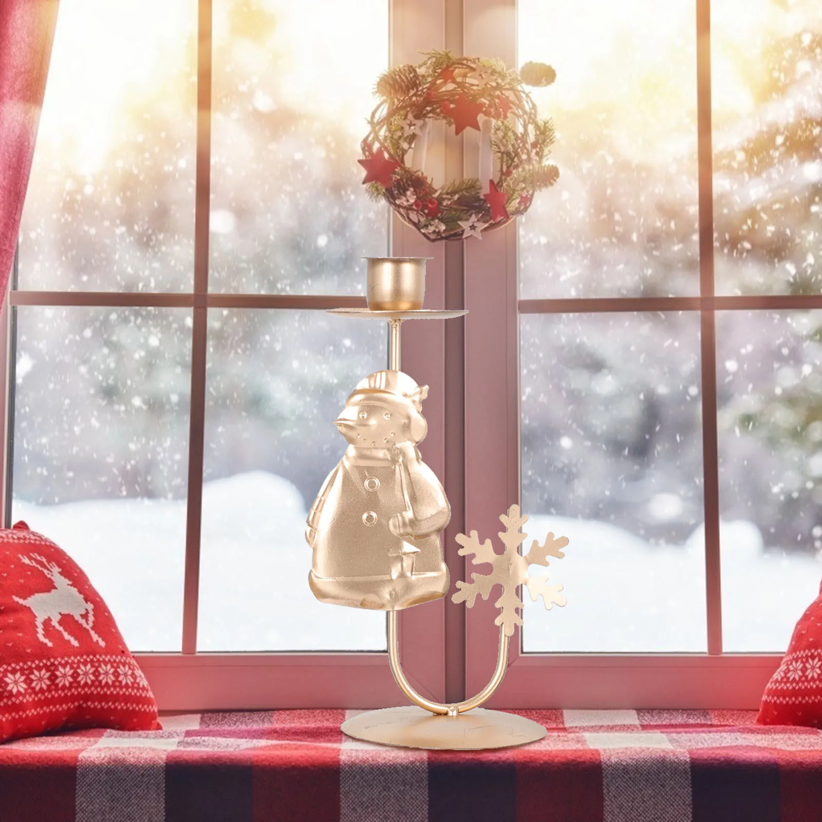 

2Pcs Christmas Holder Iron Art Candlestick Creative Table Decoration Dinning Table Centerpiece Christmas Holder