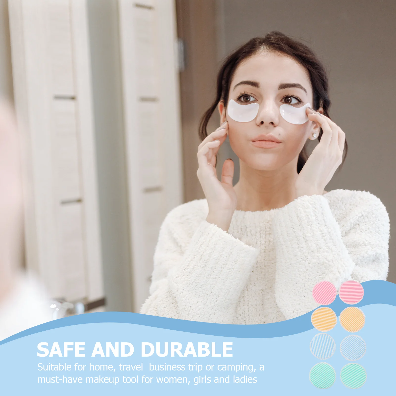 8 قطعة منصات إزالة ماكياج ألياف الخيزران قابلة لإعادة الاستخدام تنظيف الوجه نفخة لينة المحمولة مزيل ماكياج مناديل مع حقيبة التخزين #1