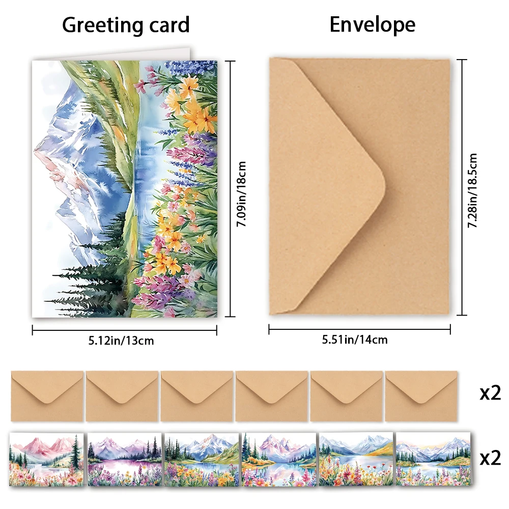 24 pcs Watercolor Landscape Greeting Card Set with Envelopes, DIY Invitation Cards, Multifunctional Fun for Anyone