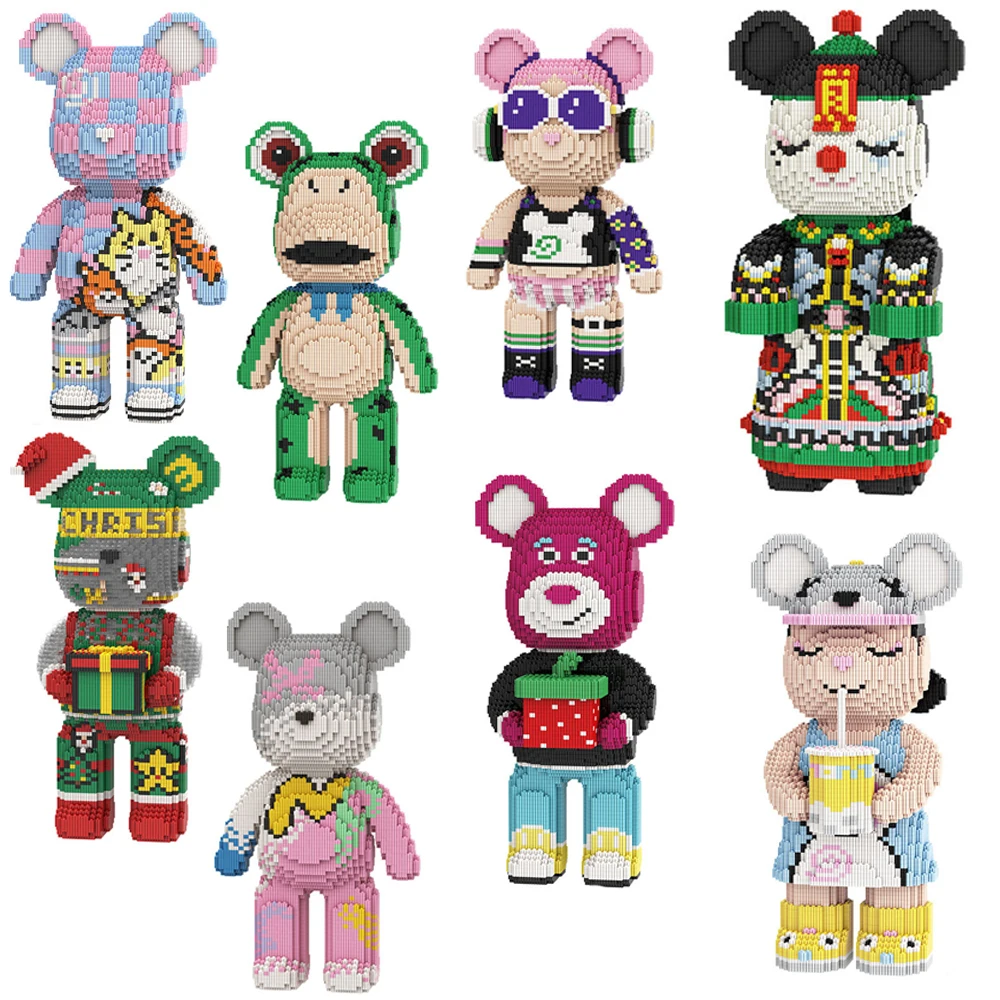 

Креативный разноцветный медведь-конструктор 46 см: Сборная модель медведя с жидким наполнением, волшебные кирпичики, игрушка для детей, рождественский подарок