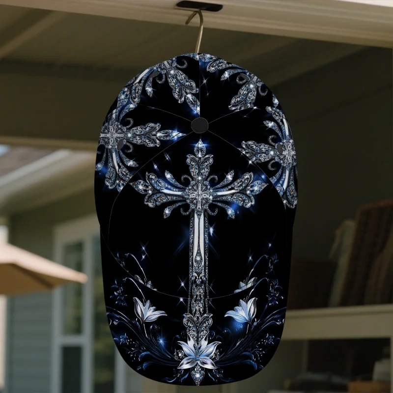 Stylish Cross with Lily Design Classic Baseball Cap Casual Duckbill Hat Great for Everyday Use Lightweight Adjustable Style