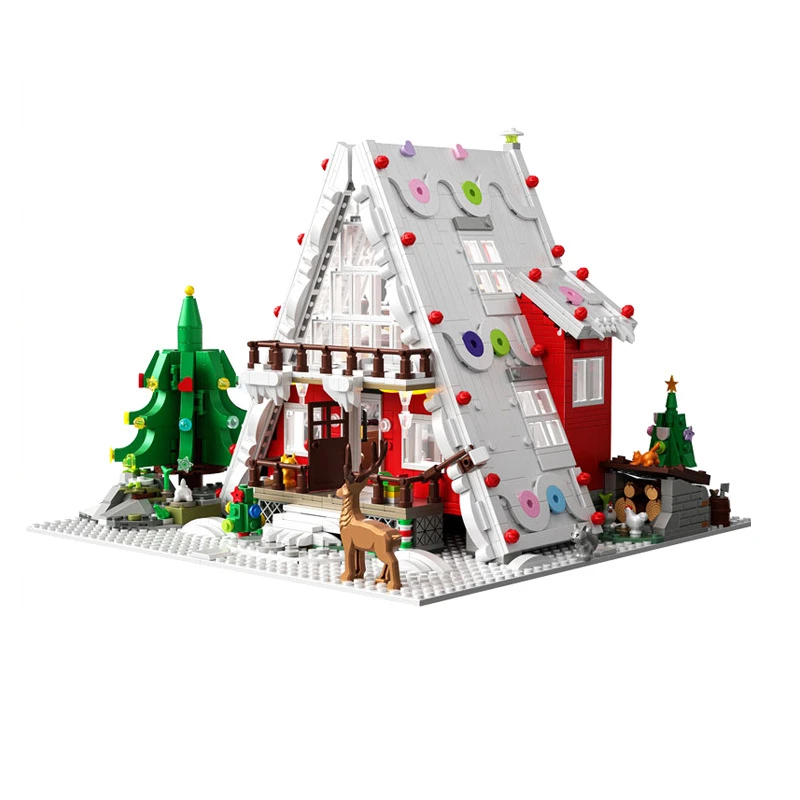 Christmas Tree Reindeer Gingerbread House Mini Building Blocks Set Toy City Winter Village Train Santa Claus Elk Model Bricks