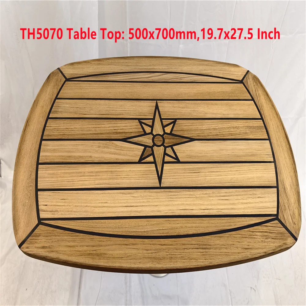 Barrel Shaped Teak Table Top 450x600/500x700/610x940mm,17.7x23.6/19.7x27.5/24x37 Inch Star Inlay Marine Boat Yacht Caravan RV