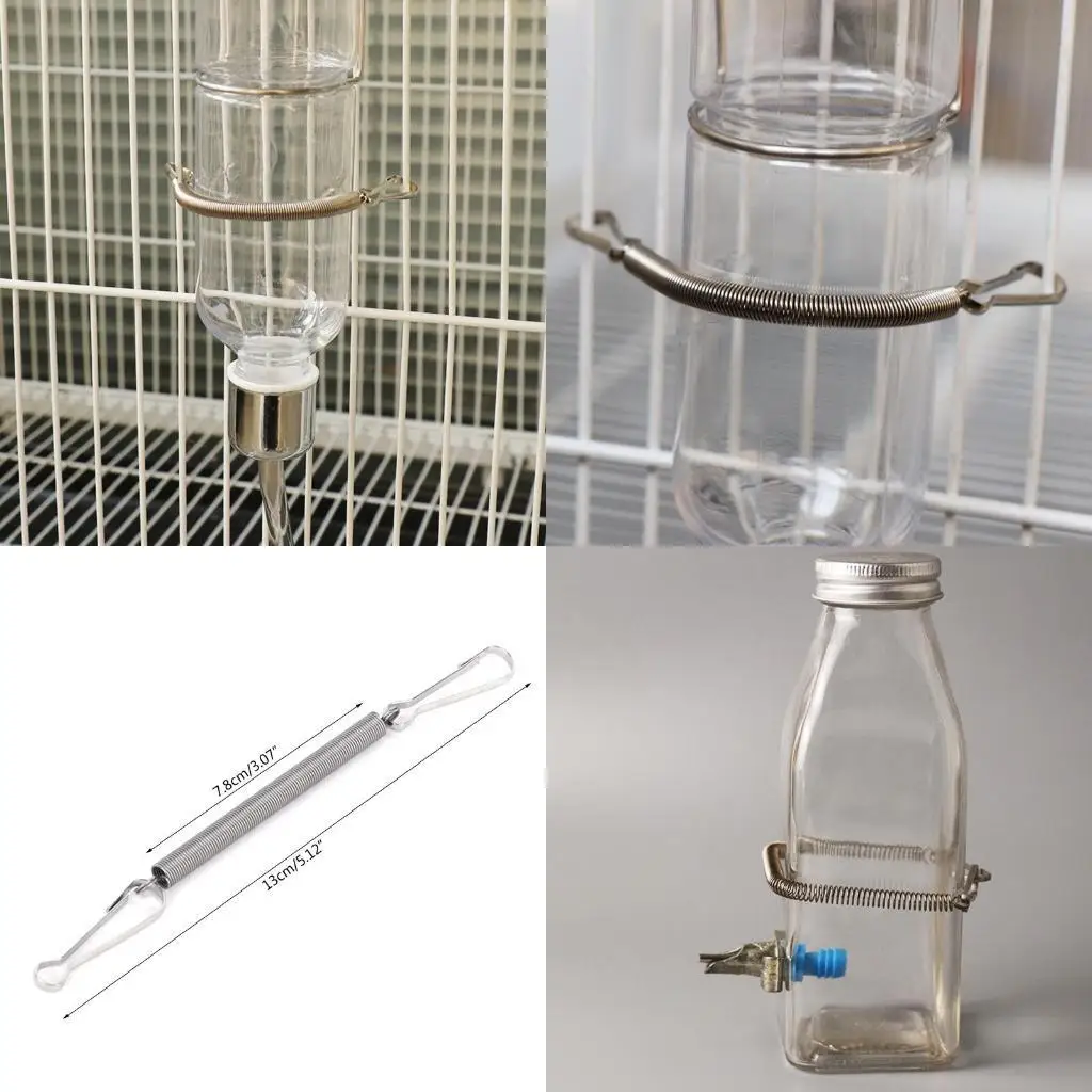 L9BE Stainless Steel Spring Metal Springs with 2 Clips for Small Animals Wire Cages