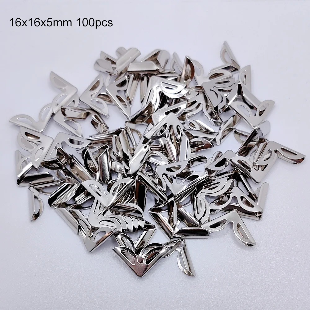 100 sztuk 16X16X5mm metalowe 4 kolory narożniki do książek Scrapbooking albumy fotograficzne menu narożniki metalowe rzemiosło DIY ozdoba