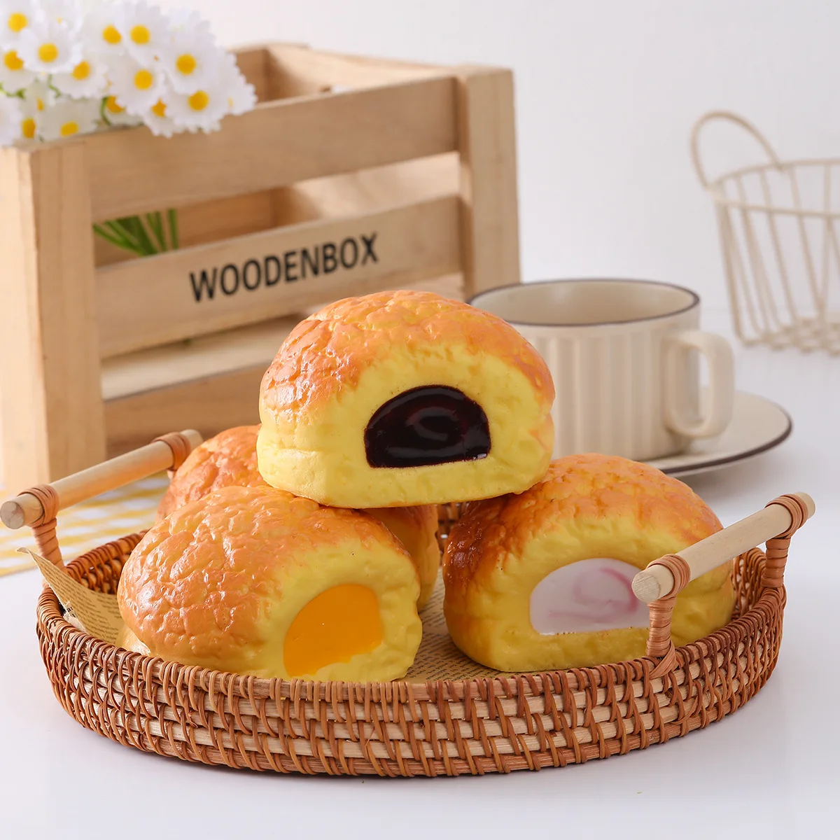 Filled Pineapple Bun Squishy  Multicolor Filling Slow Rebound Toy Soft Squeeze Stress Relief  Decompression  Desktop Ornament