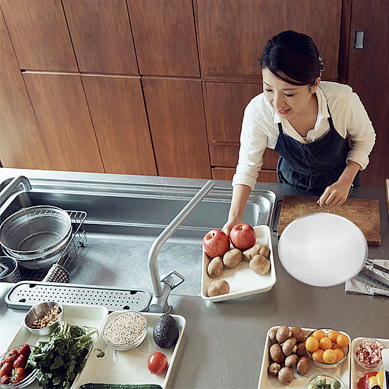 

Round Sifter Fruit Vegetable Washing Sieve Exquisite Sand Sifter Practical Wire Mesh Filter Household Kitchen Strainer Garden