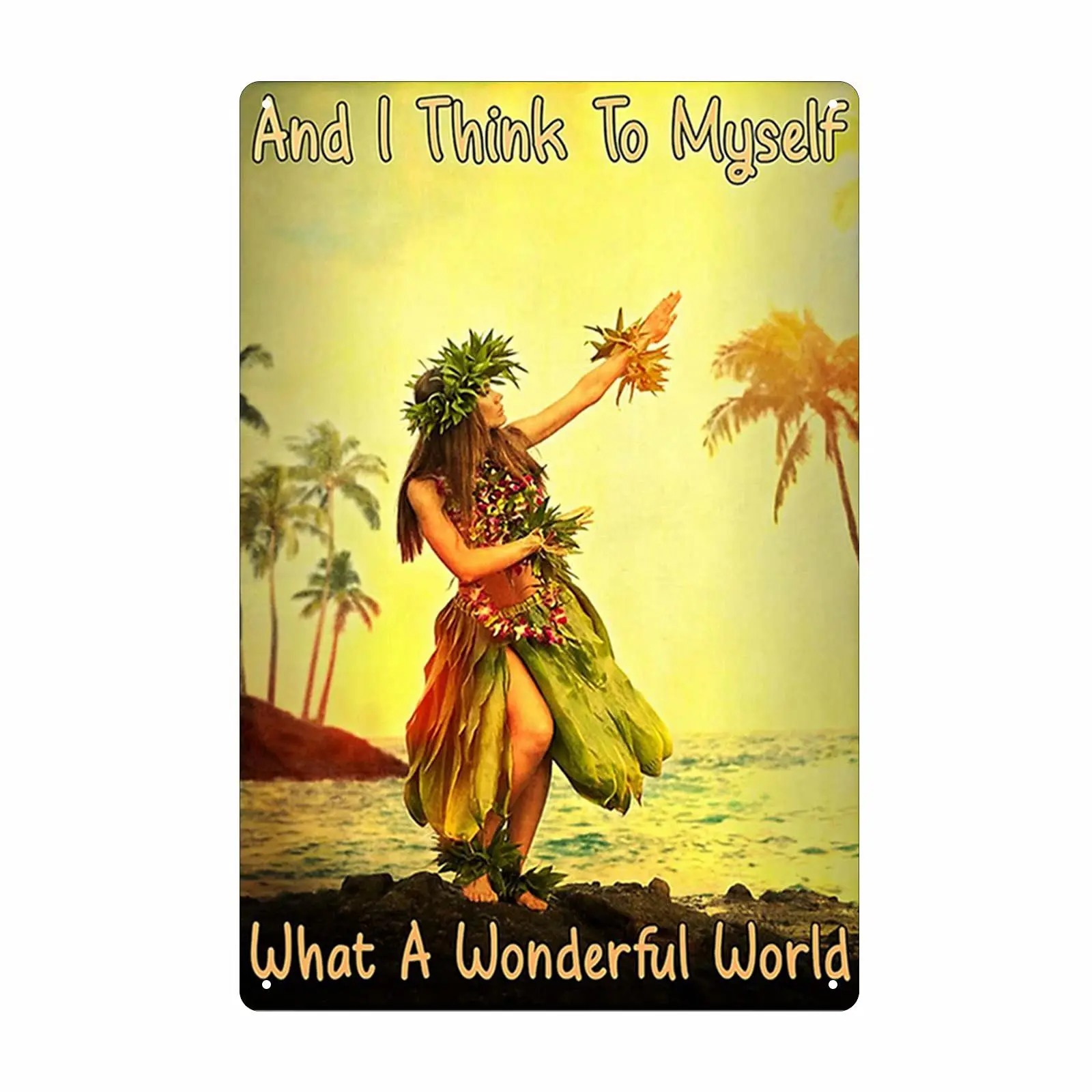 

Home Wall Decoration Tin Sign Vintage Hula Girl Poster Gift Art Bar Bedroom Bathroom Club Restaurant Wall Hanging 8x12 Inches