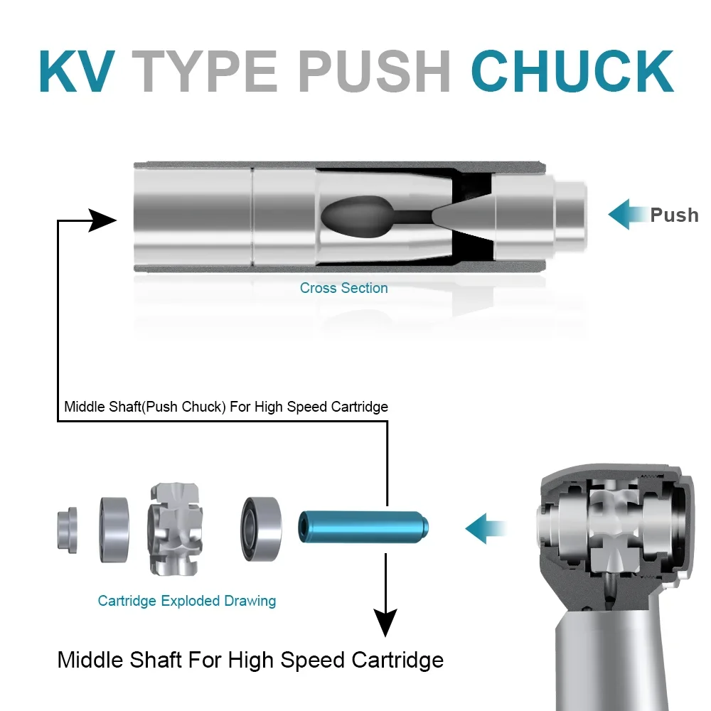 Dental Shaft Chuck Push Button Axis for High Speed Air Turbine Handpiece Rotor Spare Parts AI-S-KV