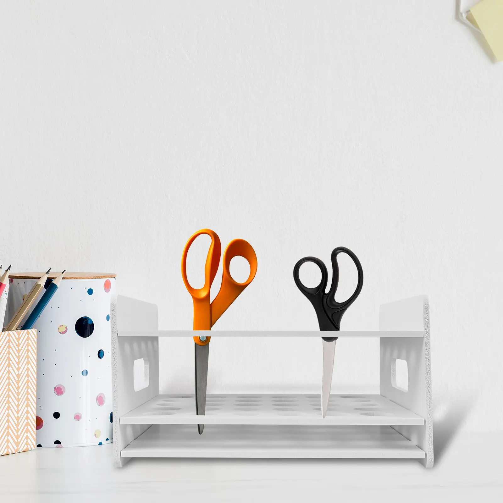 Scissors Storage Box Holder 30 Holes Wooden Rack for Classroom Organizer DIY Craft Hairdresser Stationery