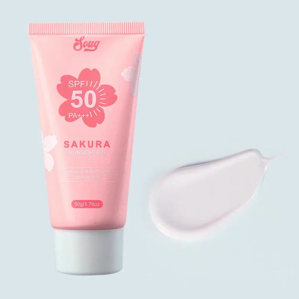 Corpo facial sakura protetor solar rosto maquiagem primer protetor solar creme protetor de pele controle de óleo hidratante spf50 pa +++ base de maquiagem