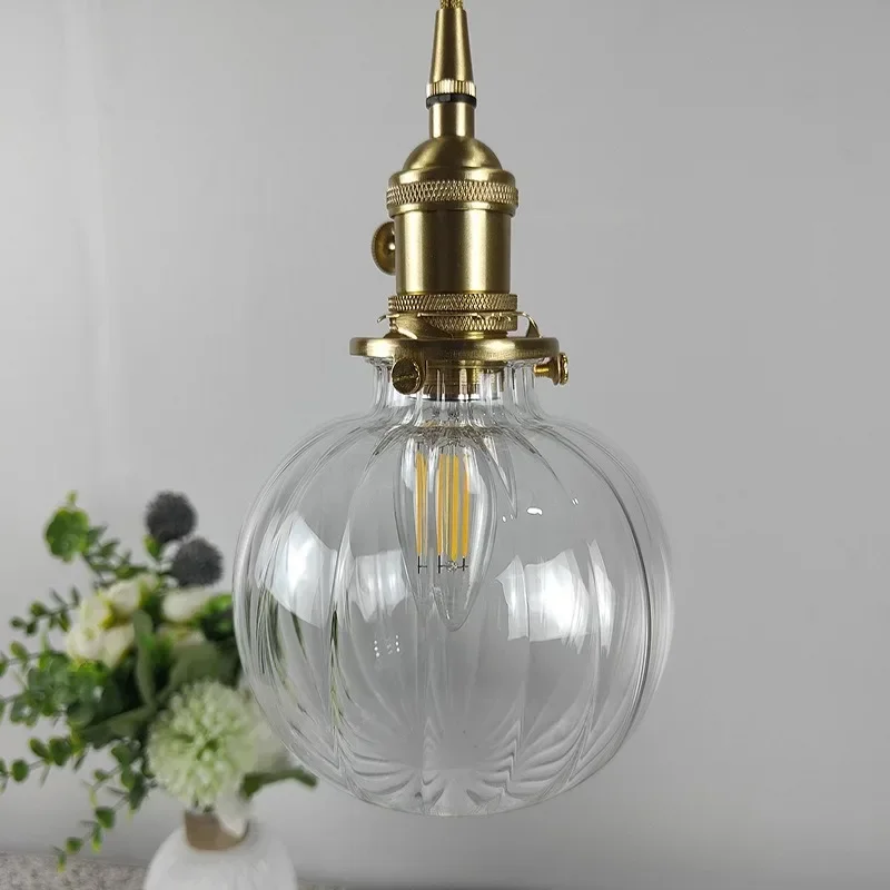 Japanese Bay Window Restaurant Window Bedroom Bedside Tatami Brass Small Pumpkin Glass Chandelier