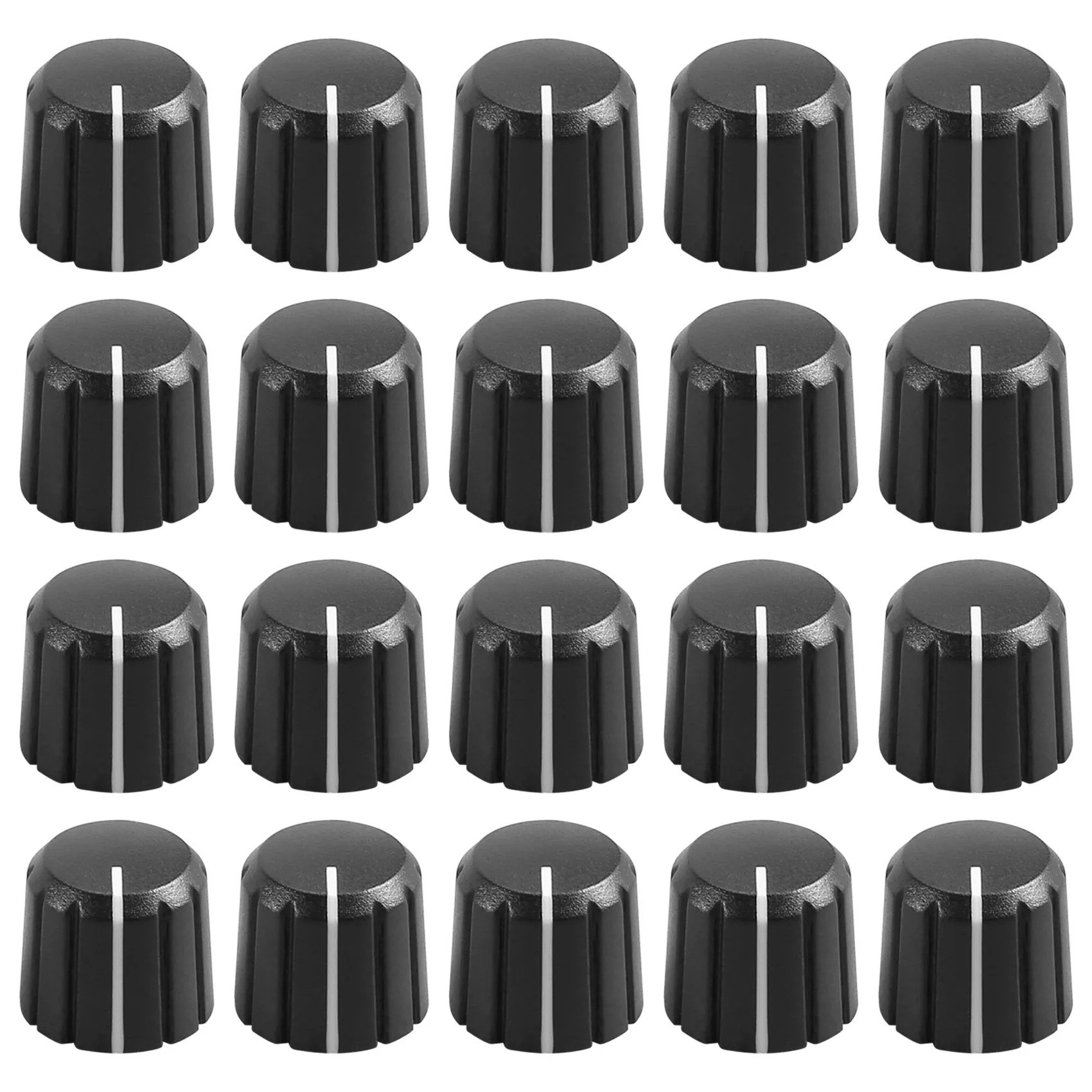 20 piezas perilla giratoria de potenciómetro de plástico de 15x13,5mm para perilla de volumen de guitarra de eje tipo D de 6mm de diámetro. Rico