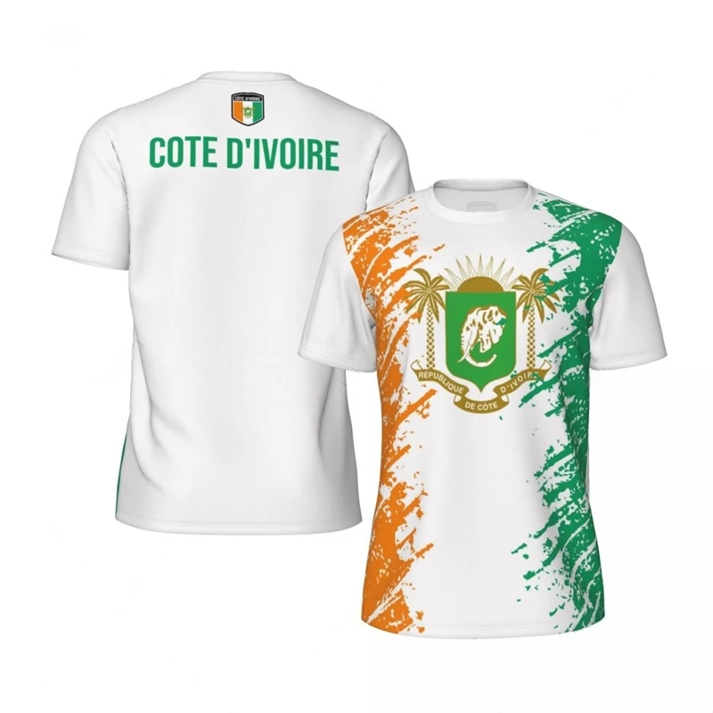 Cote D'ivoire Flag Graphic Football T Shirts Mens National Emblem 3D Printed Sports Tees Running Bike Soccer Tennis Fitness Tops