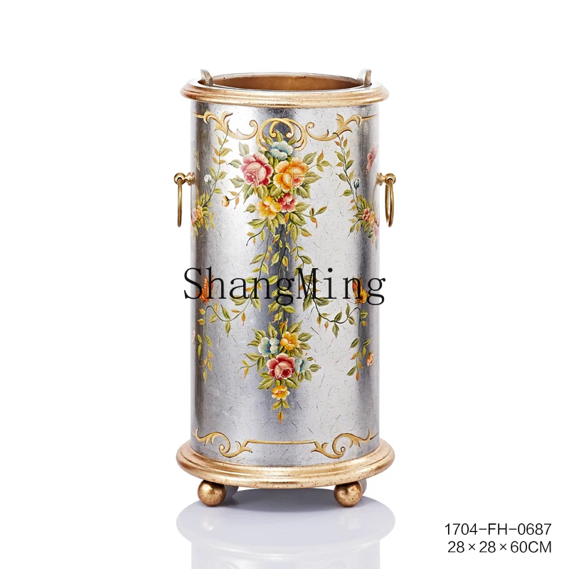 

HJ neoclassical retro hand-painted silver foil luxury villa living room storage bucket umbrella bucket