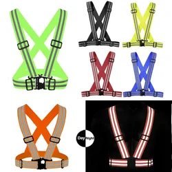 Adjustable 5*1 Reflective Security Straps Safe High Visibility Reflective Vest Traffic Night Outdoor For Running Cycling Sports