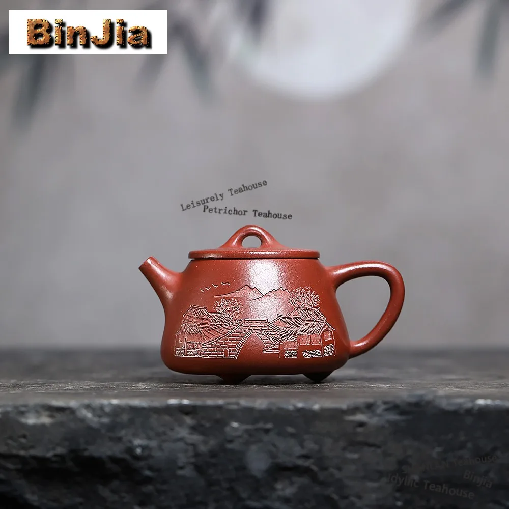 

150 мл Исин Фиолетовые глиняные чайники Ручной работы с высоким камнем Совок Горшок Сырой руды Красная грязь Чайник с заварочным устройством Чайный сервиз Zisha Чайная церемония