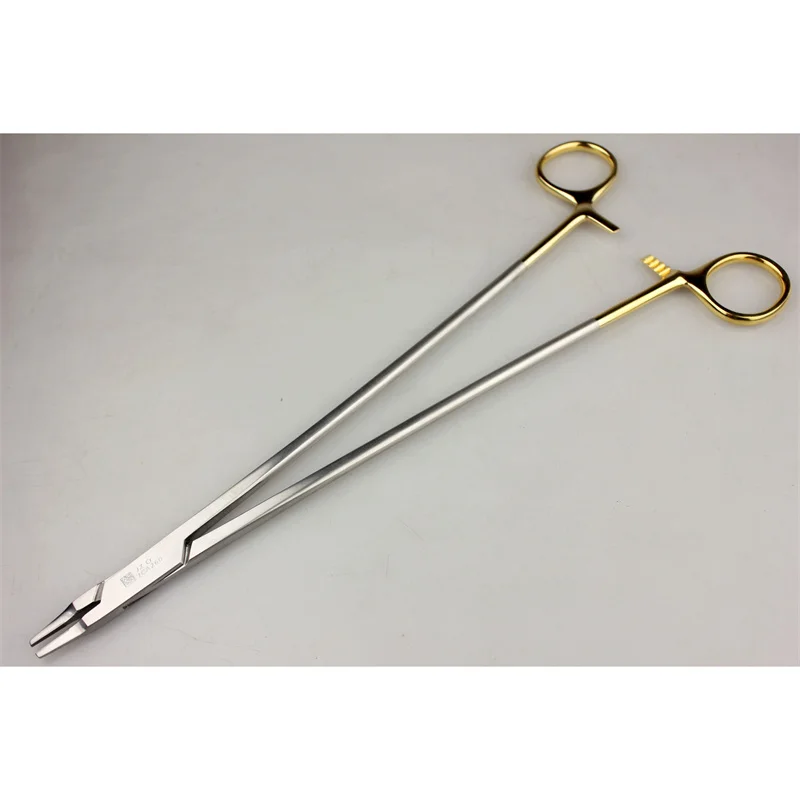 Golden Bell Narrow Head Gold Ring Inlay Needle Holder Gold Handle Fine Needle Gripper Small Flat Head Surgical Abdominal Surgery