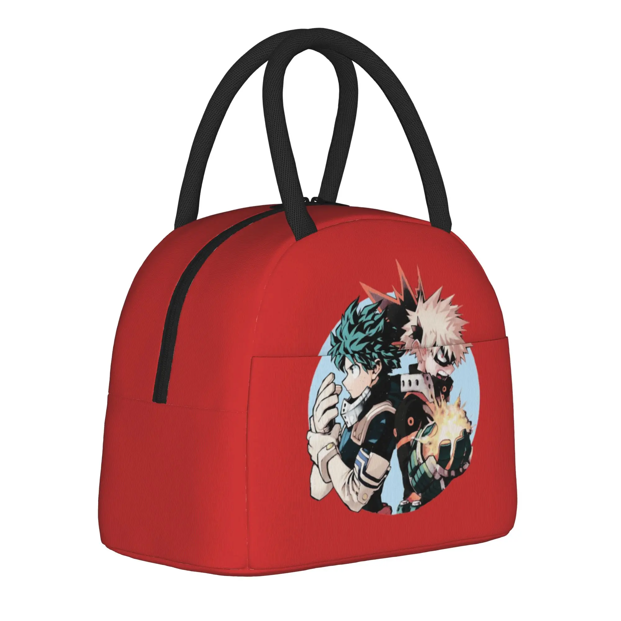 MHA Insulated Lunch Bags Large Midoriya Izuku Comic Meal Container Cooler Bag Lunch Box Tote Office  Picnic Food Storage Bags