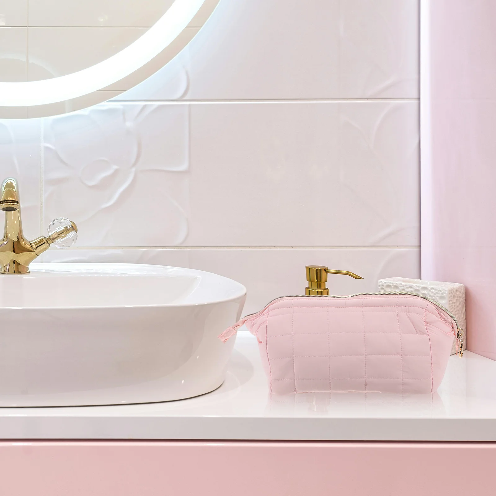 Wash Makeup For Women Pouch Cute Pink Travel Toiletry Storage Small Soft Organizer Portable Pouch Case