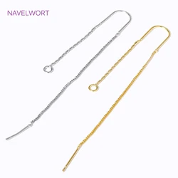 18K Gold Plated Long Tassel Earwire Brass Ear Wire Earrings,With Center U-Bar And Open Ring,For DIY Earring Making Accessorie