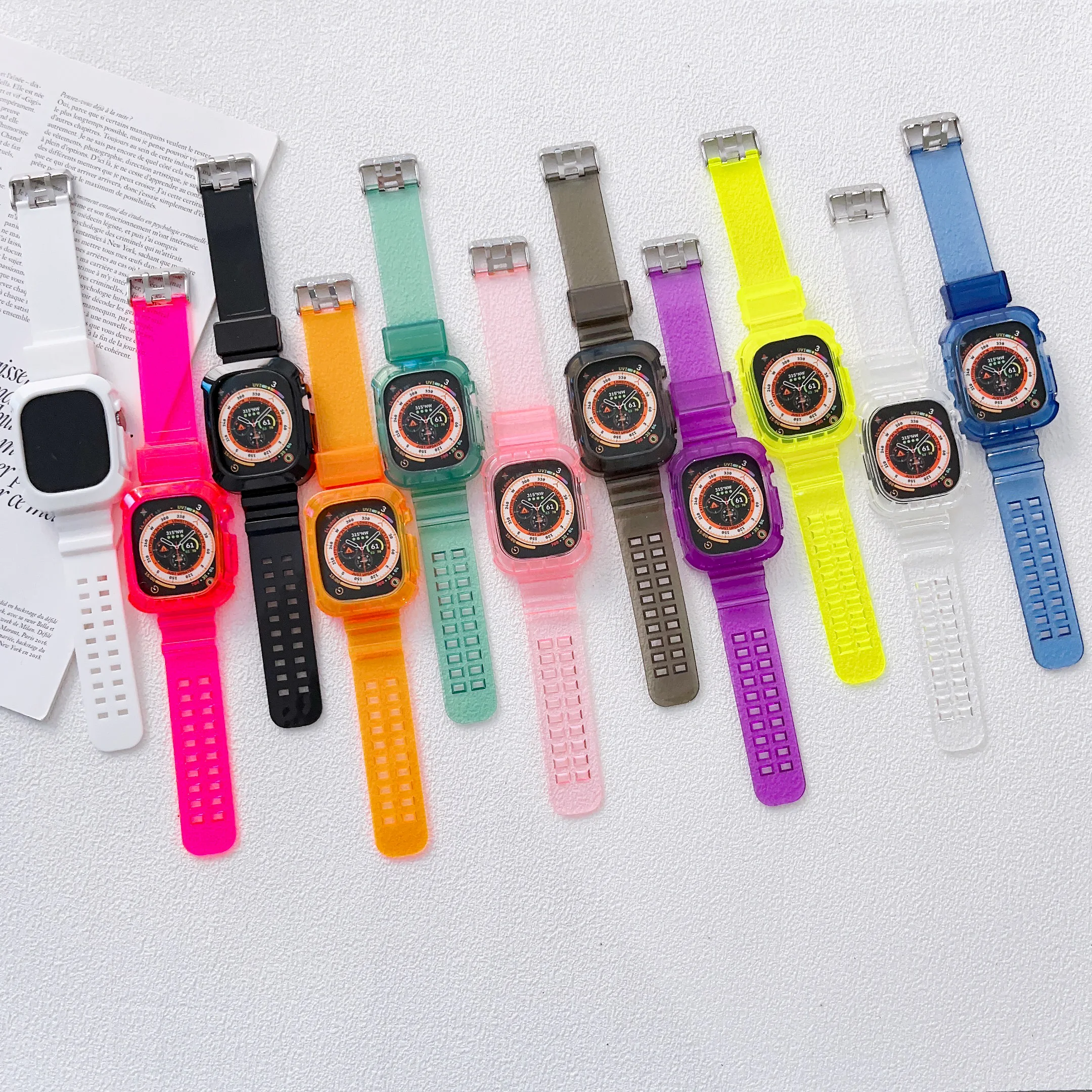 สายนาฬิกา TPU ใสสำหรับ Apple iWatch series10 46มม. SE3 42มม. Ultra3 49มม. สายนาฬิกา Apple 10 46มม. ใส