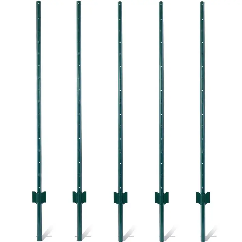 

Heavy Duty Metal Fence Posts 5ft - 5 Pack, Steel U-Channel Posts for Garden Wire Fencing and Corner Anchoring