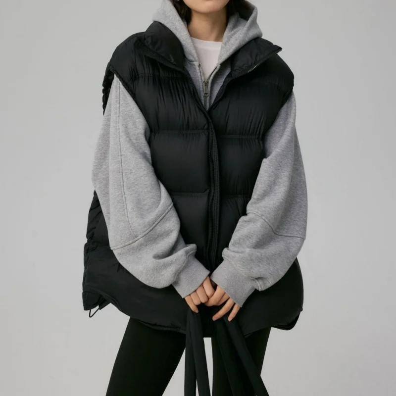 เสื้อกั๊กขนเป็ดแบบหนา อุ่น ไม่มีแขน คอตั้ง สำหรับผู้หญิง ฤดูหนาว 2025 คุณภาพสูง แฟชั่น Y2K สไตล์ไฮสตรีท