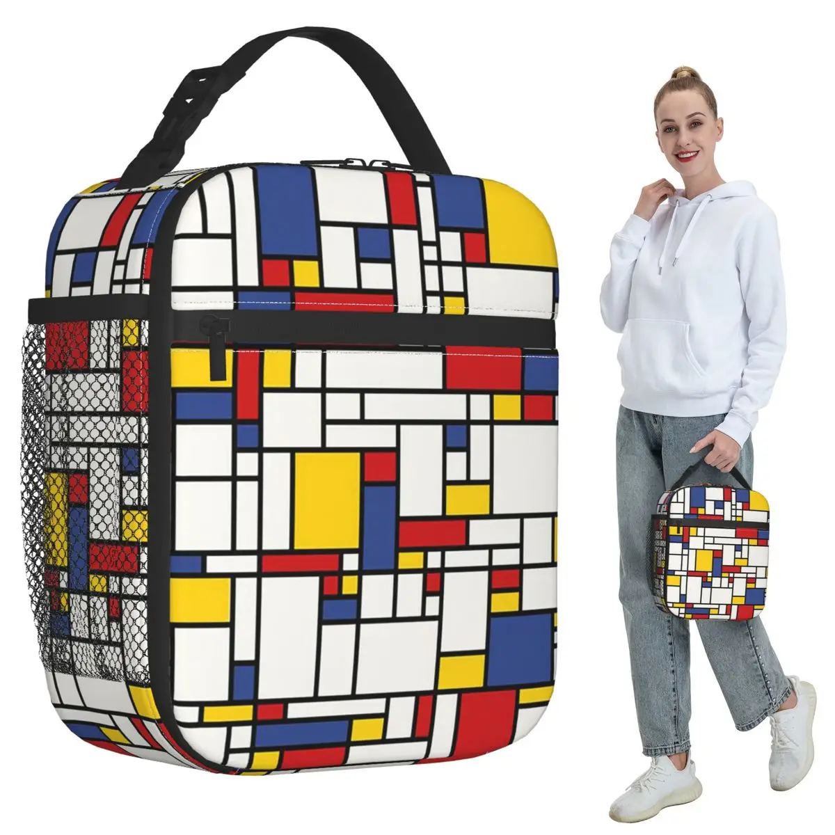 

Piet Mondrian Insulated Lunch Bag for Kids School Cooler Thermal Food Box Tote Portable Lunch Boxes Container