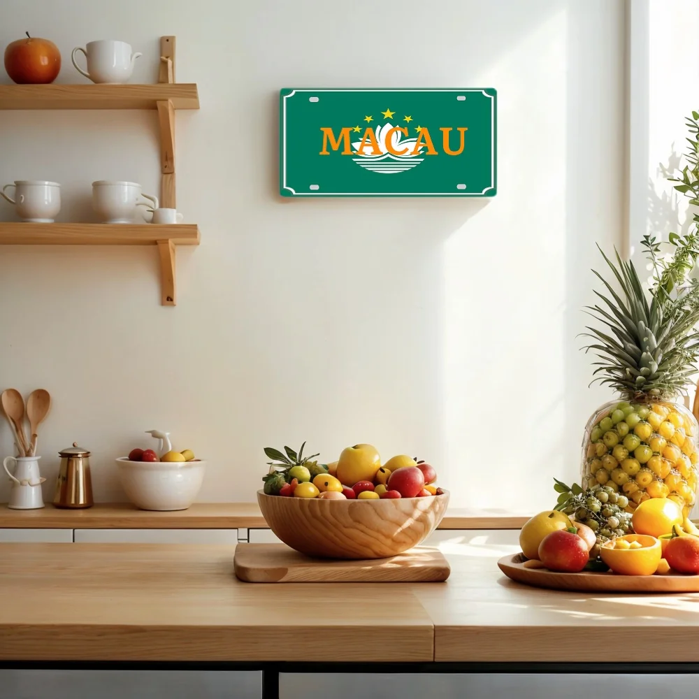 【YZFQ 】Macau Vintage Metal Sign Tin Plaque Tourist Souvenir For Wall Art Bar Kicthen Living Room Home Decor 12X6inch JM-0348