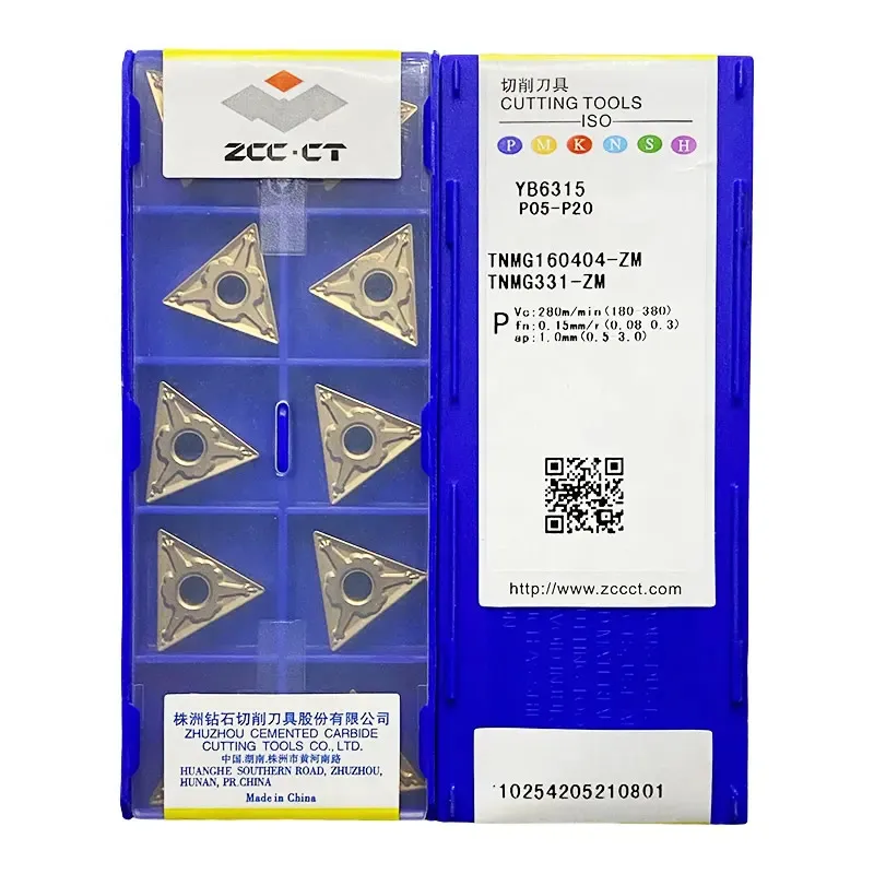 10pcs ZCCCT 100% Original TNMG160404-ZM TNMG160408-ZM TNMG160412-ZM YB6315 Cutting Tools CNC Lathe CVD Carbide Turning Inserts