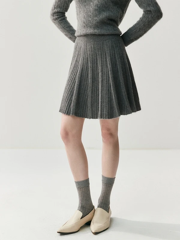 

Плиссированная юбка Camere с высокой талией, облегающая, повседневная, вязаная, женская, модная, универсальная, короткая, теплая, для отдыха