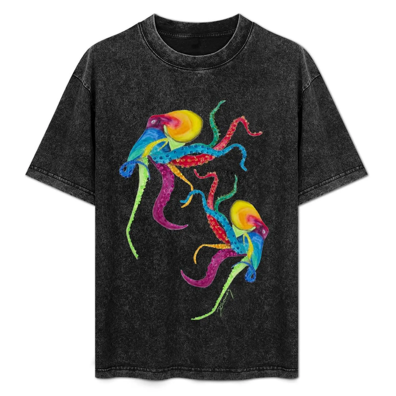 Dancing Octopuses (version 7) T-Shirt Retro Graphic Print T-Shirt