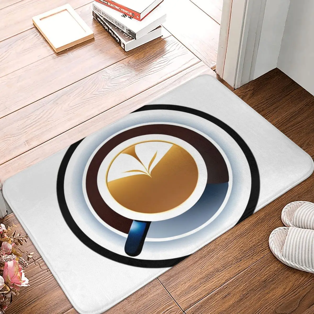 White Coffee Cup Doormat Non-slip Super Absorbent Bathroom Floor Mats Home Entrance Rugs Kitchen Bedroom Carpet Hallway Footpad