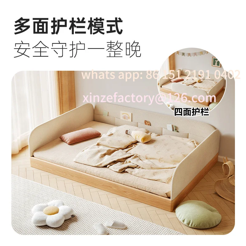 

Customizable Children's Full Wood Fenced Floor Bed