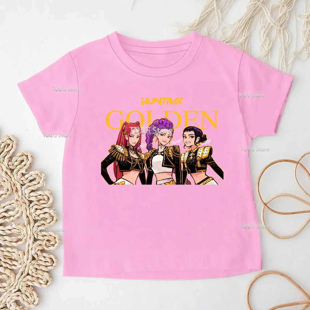 حار فيلم KPop شيطان الصيادين لينة القطن طفل الفتيات ملابس الأطفال تي شيرت المشجعين هدايا الاطفال الملابس موضة عادية المحملة القمم