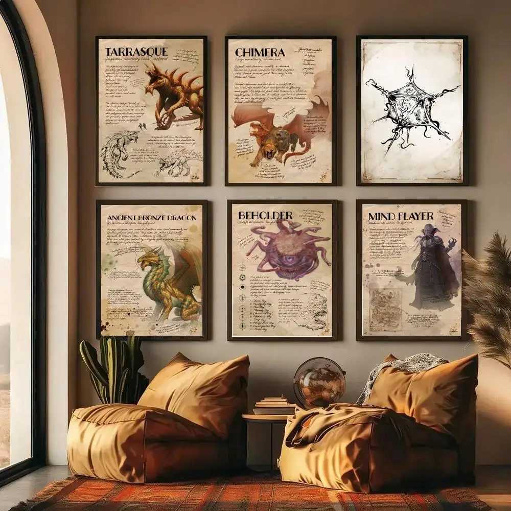 D-Dungeons And D-Dragons Poster Self-adhesive Art Waterproof Paper Sticker Coffee House Wall Decor