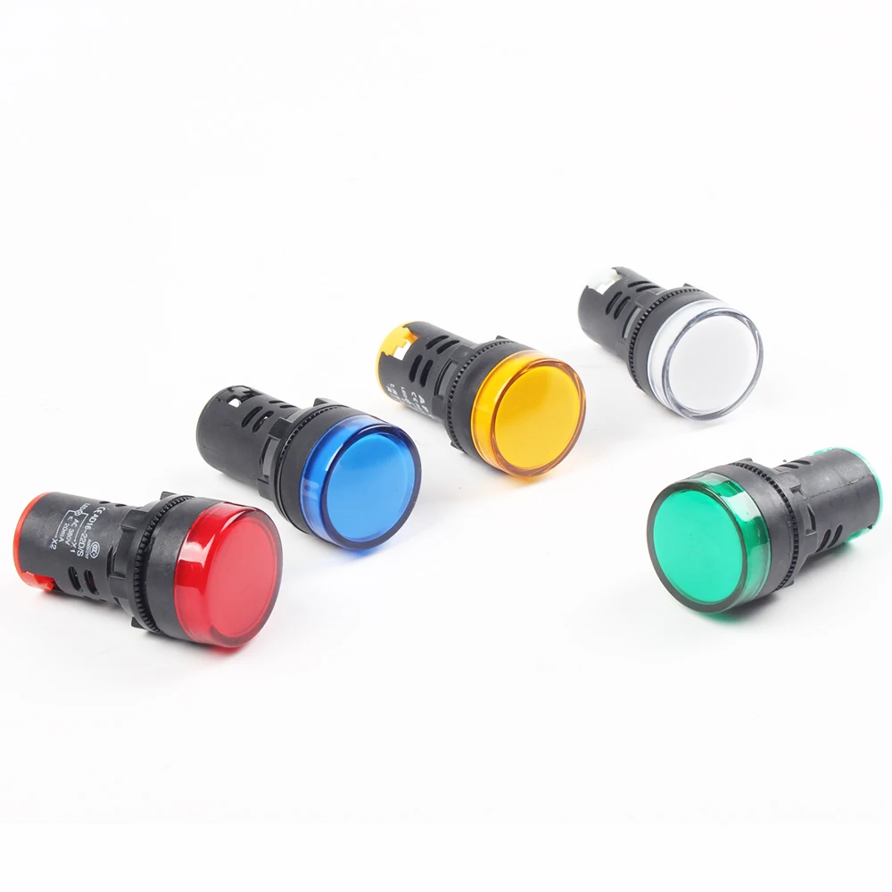Luz indicadora de potencia de plástico Ad16, 22 AD16-22, 5 colores, AC220V, 22mm, tamaño de montaje, lámpara indicadora LED