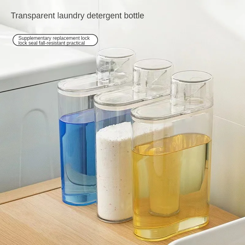 Laundry Detergent Plastic Dispenser Bottle Transparent Sealed Tank Laundry Detergent Storage Tank Laundry Care Storage Tank