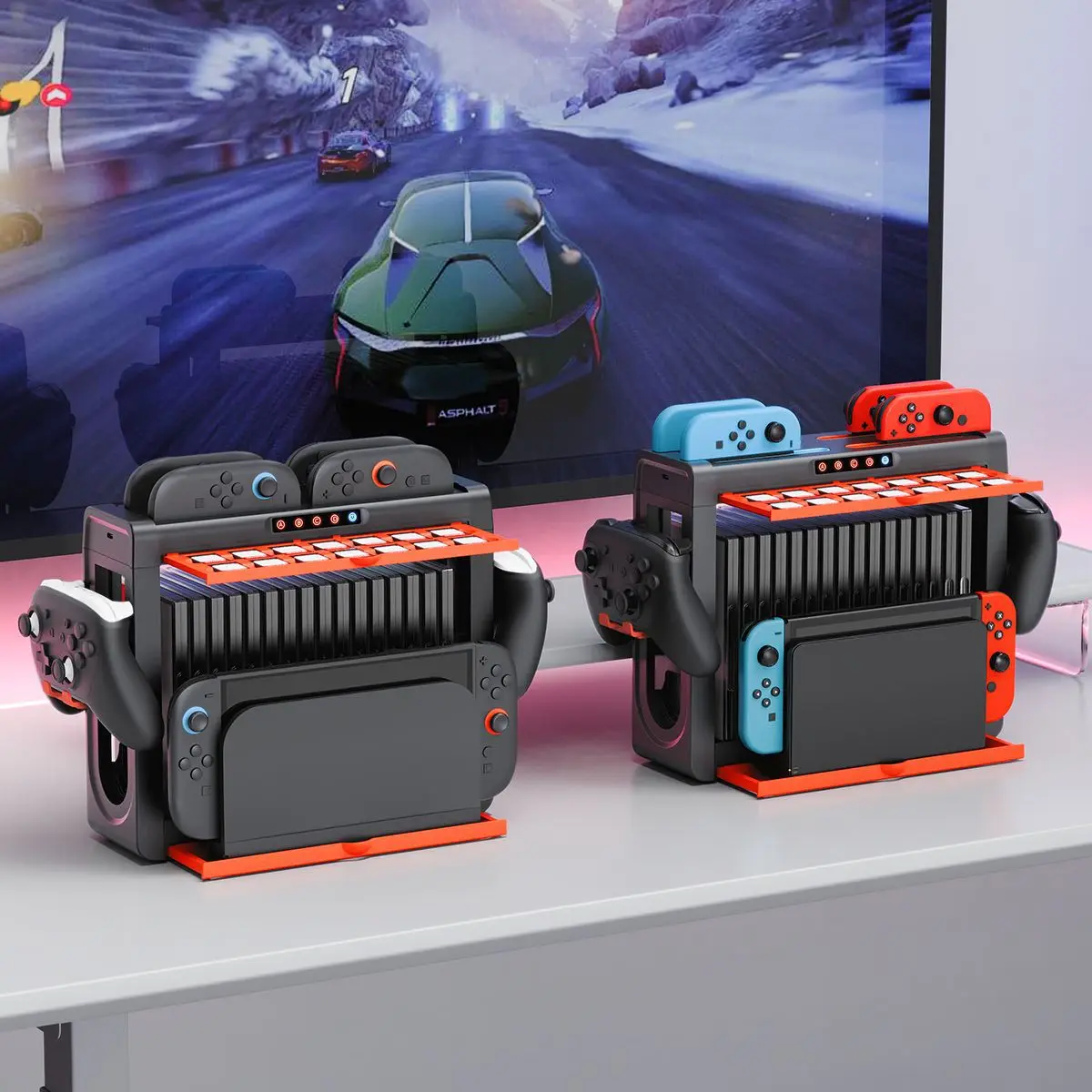 

Suitable for Switch/Switch 2 multi-function charging storage bracket (14 card slots + 16 game box slots)