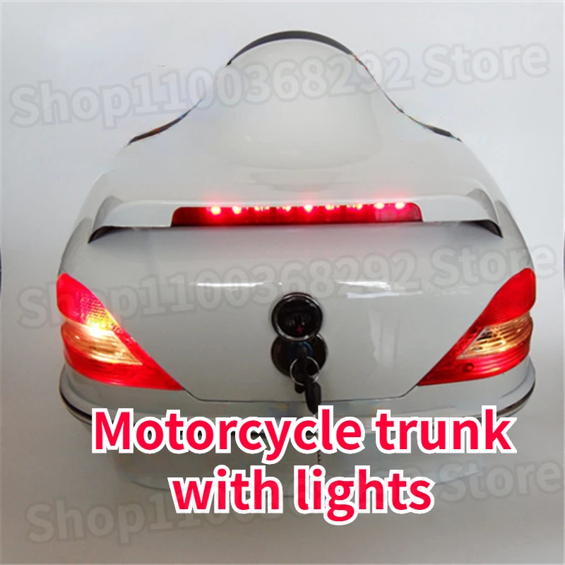 Electric Vehicle Tail Box Motorcycle Trunk Motorcycle Toolbox with Lights Storage Box Universal