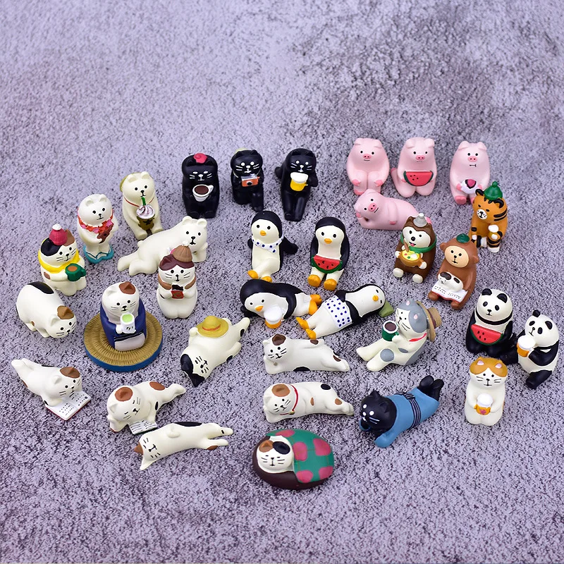 Zakka Decole Cat Beer Penguin Panda Miniature Figurines Japan Animal Statue Home Decoration Garden Resin Craft Toy Ornaments