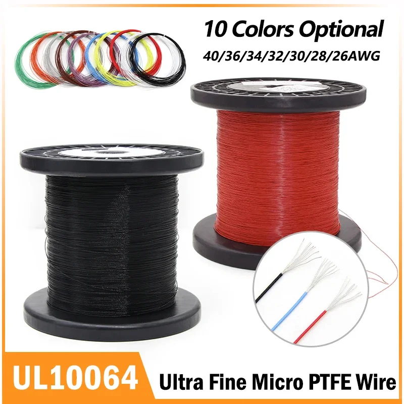 10/20/50M UL10064 Ultra Fine Micro PTFE Wire 40/36/34/32/30/28/26AWG Litz FEP Insulation Tinned Copper Wires for Soldering 30V